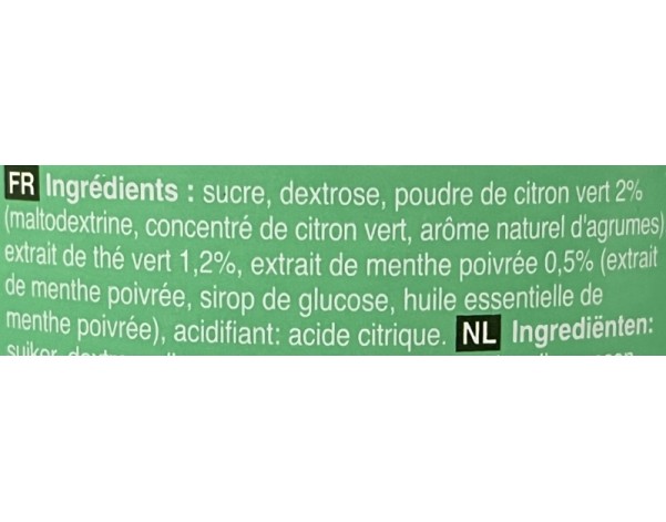 PREPARATION POUR BOISSON THE MENTHE CITRON VERT