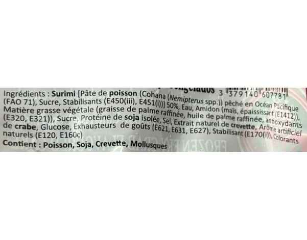 PATE DE SURIMI AROME CRABE ****