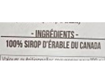 SIROP D’ERABLE