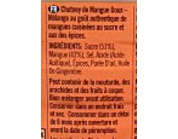 CHUTNEY DOUX A LA MANGUE