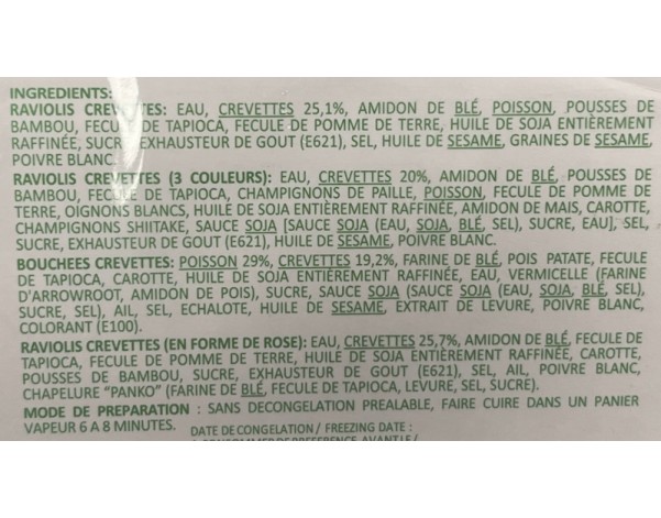 ASSORTIMENT COLLATION A LA VAPEUR 20 P. ****