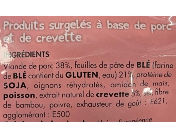 BOUCHEE AU PORC ET AUX CREVETTES 20 P. ****