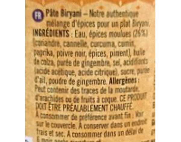 PATE DE CURRY BIRYANI MOYEN