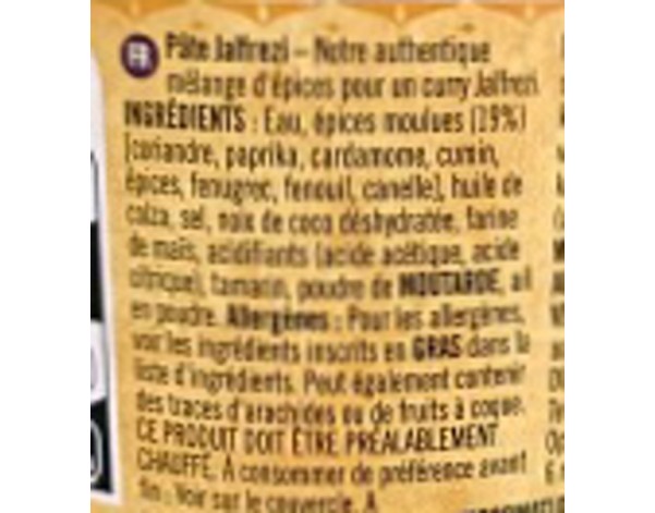 PATE DE CURRY JALFREZI