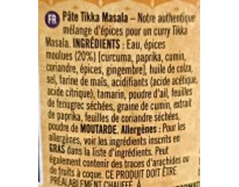 PATE DE CURRY TIKKA MASALA MOYEN