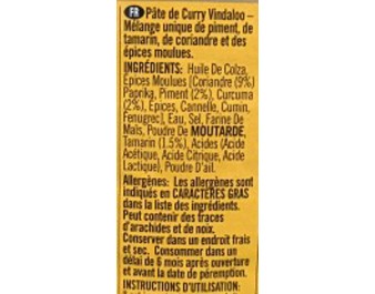 PATE DE CURRY VINDALOO FORT