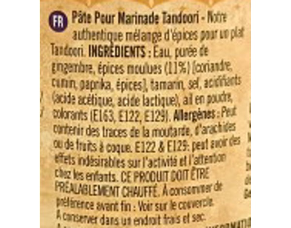 PATE DE MARINADE TANDOORI MOYEN