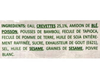 RAVIOLIS AUX CREVETTES 40 P. ****