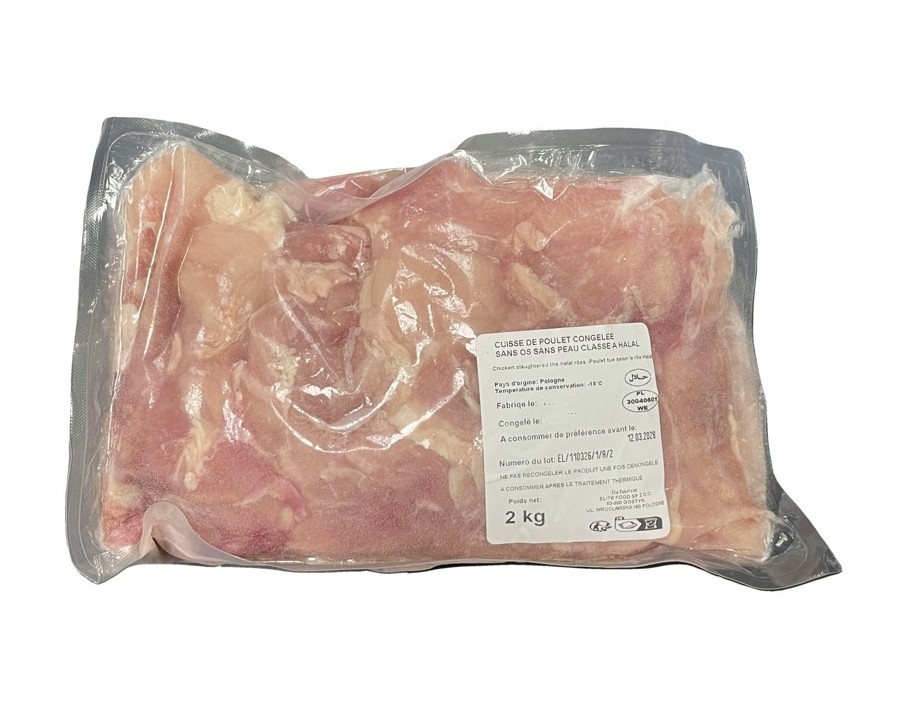 CUISSE DE POULET DESOSSEE SANS PEAU HALAL ****