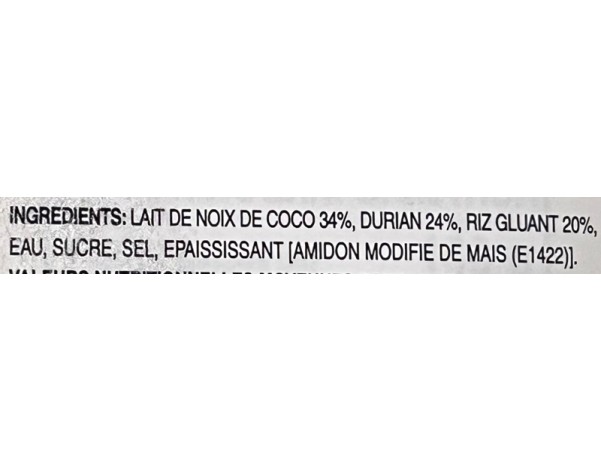 DESSERT AU RIZ GLUANT ET DURIAN AU LAIT DE COCO ****