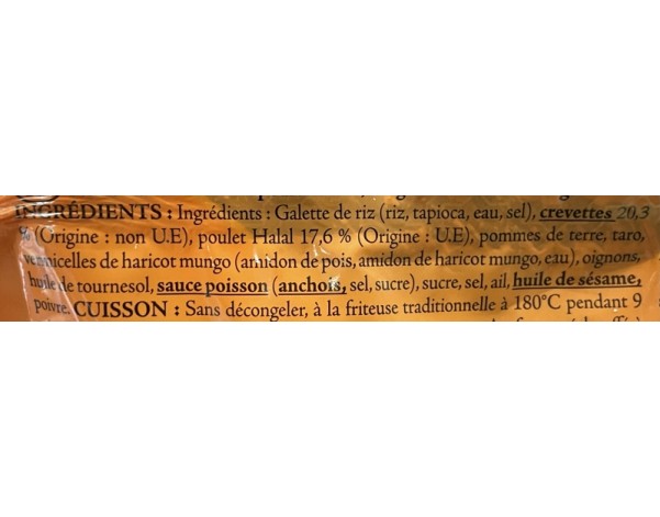 PATE IMPERIAL AUX CREVETTES ET POULET HALAL 20 P. ****