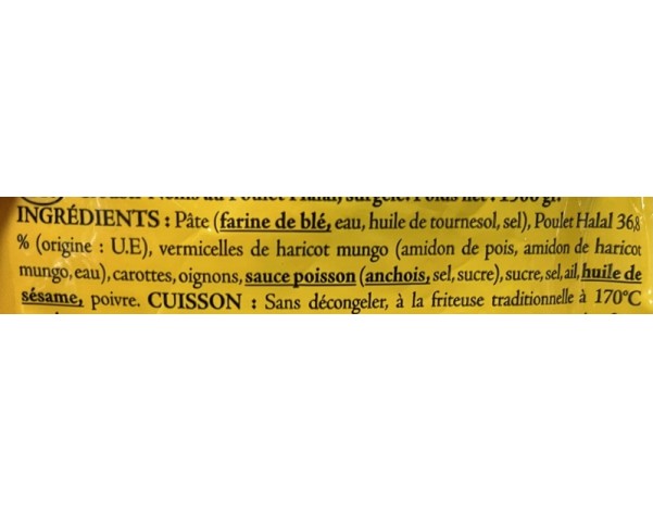 ROULEAUX AU POULET HALAL 44 P. ****
