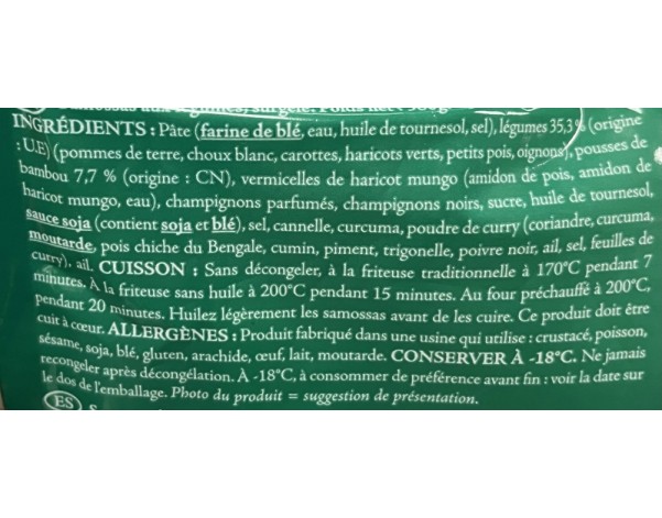 SAMOUSSAS AUX LEGUMES 20 P. ****