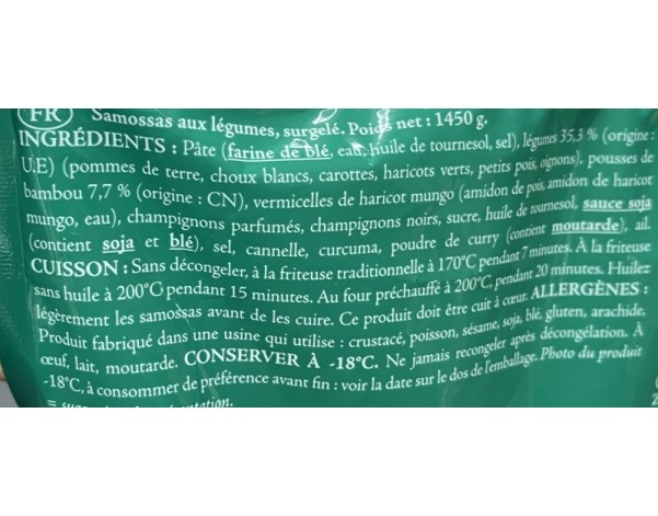 SAMOUSSAS AUX LEGUMES 50 P. ****