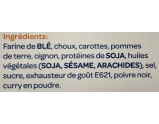 SAMOUSSAS AUX LEGUMES ET CURRY 60 P. ****