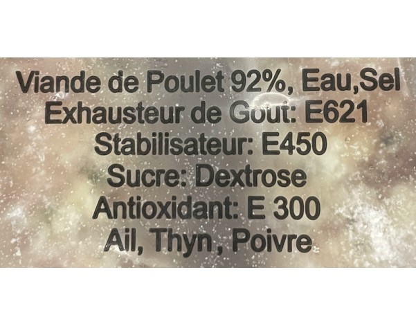 SAUCISSE DE POULET NATURE ****