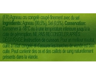VIANDE D’AGNEAU EN TRANCHE ****