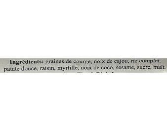 BARRE CERALE NOIX DE CAJOU ET GRAINE DE COURGE