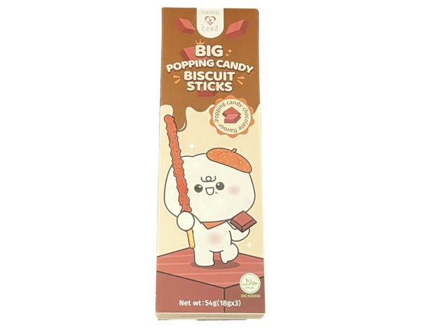 BATONNETS DE BISCUIT SAVEUR CHOCOLAT AVEC BONBONS PETILLANTS