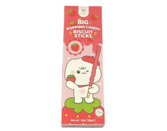 BATONNETS DE BISCUIT SAVEUR FRAISE AVEC BONBONS PETILLANTS