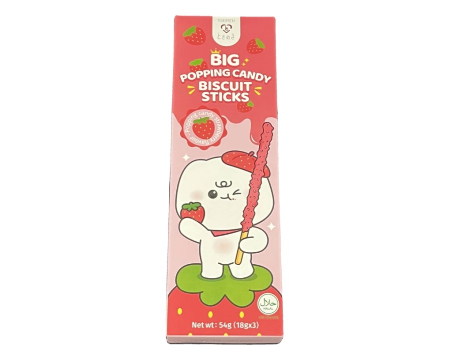 BATONNETS DE BISCUIT SAVEUR FRAISE AVEC BONBONS PETILLANTS