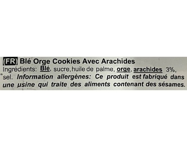 BISCUIT AUX CEREALES ET CACAHUETE
