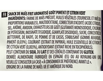 CHIPS AU MAIS CHILI ET CITRON VERT