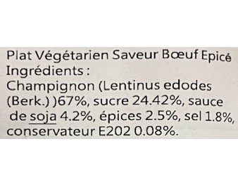 PLAT VEGETARIEN SAVEUR BOEUF PIMENTE