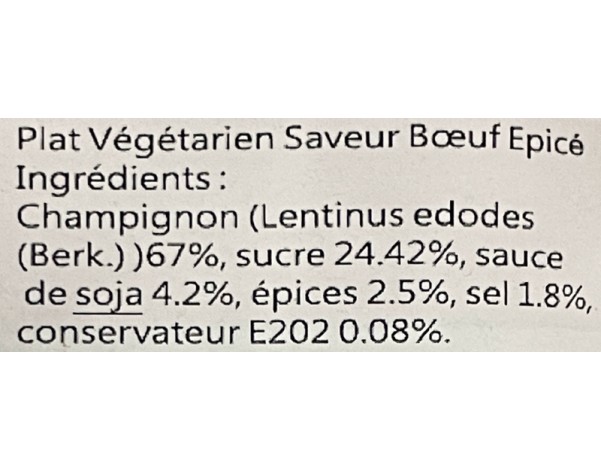 PLAT VEGETARIEN SAVEUR BOEUF PIMENTE