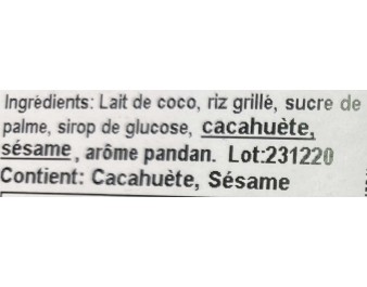 BISCUIT AU RIZ ET A LA  NOIX DE COCO PANDAN