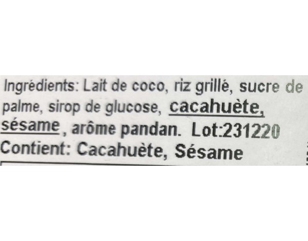 BISCUIT AU RIZ ET A LA NOIX DE COCO PANDAN