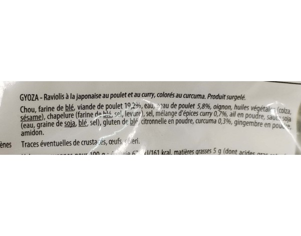 RAVIOLIS AU POULET CURRY 30 P. ****
