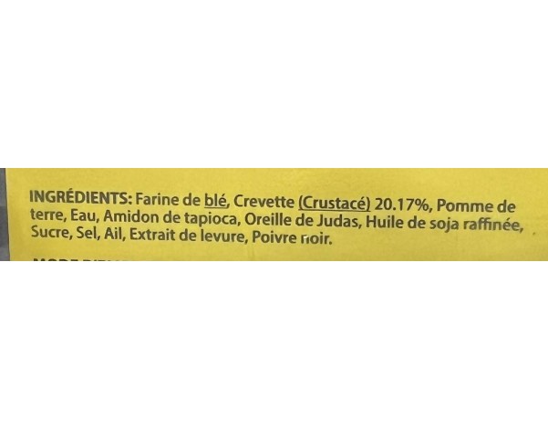 RAVIOLIS AUX CREVETTES 15 P.(WONTON) ****