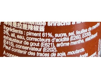 SAUCE DE PIMENT SRIRACHA MENTHE