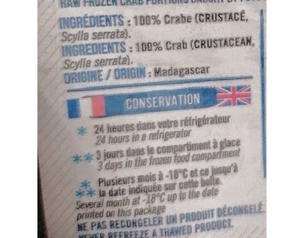 CRABE COUPE MOYEN ****