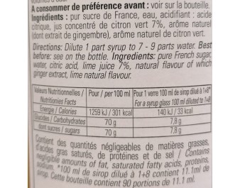 SIROP CITRON VERT GINGEMBRE