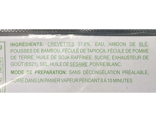 RAVIOLIS AUX CREVETTES SUPERIEUR 15 P. ****