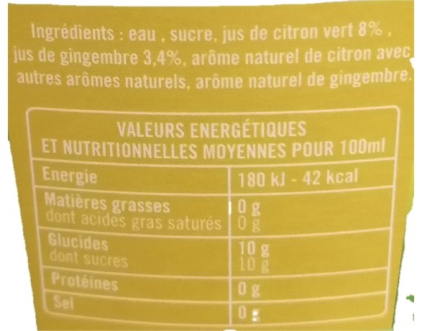 NECTAR CITRON VERT ET GINGEMBRE