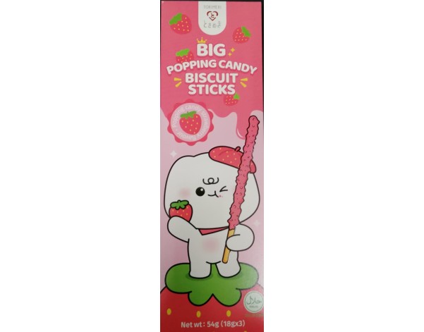 BATONNETS DE BISCUIT SAVEUR FRAISE AVEC BONBONS PETILLANTS