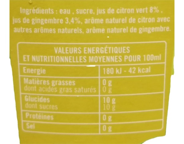 NECTAR CITRON VERT ET GINGEMBRE