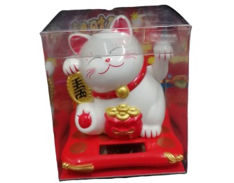 CHAT DECORATION SOLAIRE BLANC MLY23002
