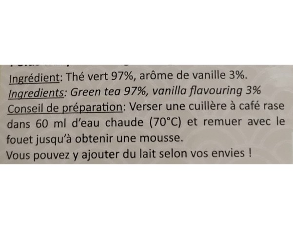 THE VERT SAVEUR VANILLE EN POUDRE (MACHA)