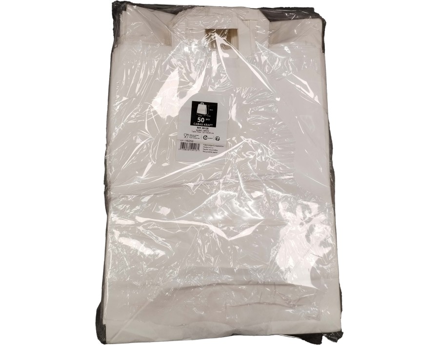 SAC / CABAS KRAFT BLANC 32 + 15  X 40 CM 50 P.