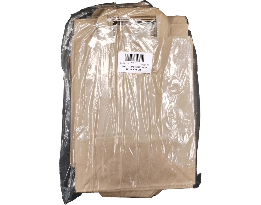 SAC / CABAS KRAFT BRUN 22 + 10  X 28 CM 50 P.