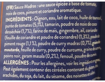 SAUCE DE CURRY MADRAS