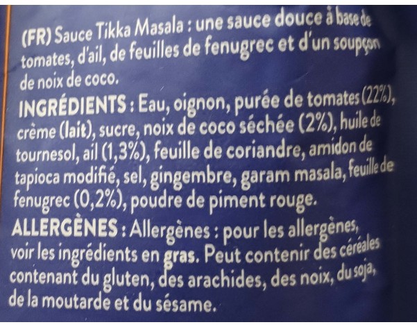 SAUCE DE CURRY TIKKA MASALA