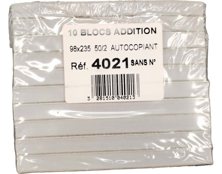 BLOC ADDITION AUTOCOPIANT 98 X 235 MM  10 P.