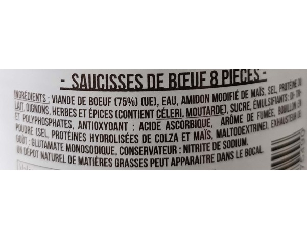 SAUCISSE DE BOEUF HALAL 8 P.