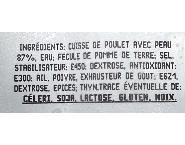 SAUCISSE DE POULET FUMEE ****