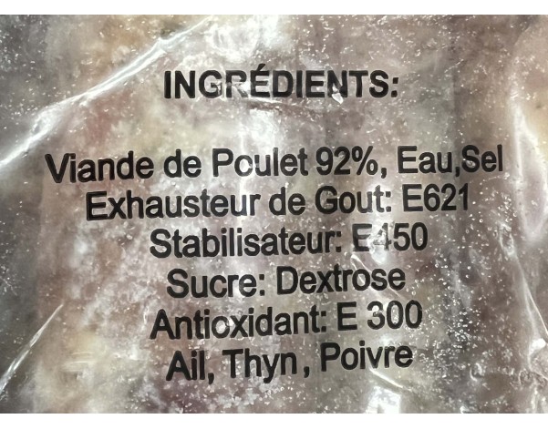 SAUCISSE DE POULET NATURE ****